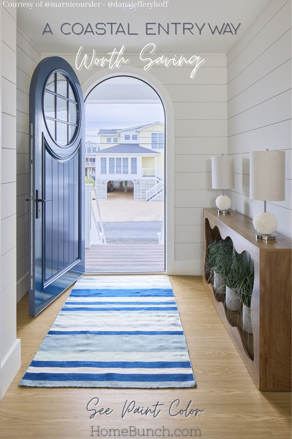 A coastal entryway that instantly makes you exhale 🌊 White shiplap walls, warm wood floors, woven textures, and the prettiest striped runner create such a welcoming beach house feel.

See the full coastal home tour on HomeBunch.com.

#entryway #coastalentryway #beachhouse #coastaldecor

#LTKstyletip #LTKhome #LTKsale