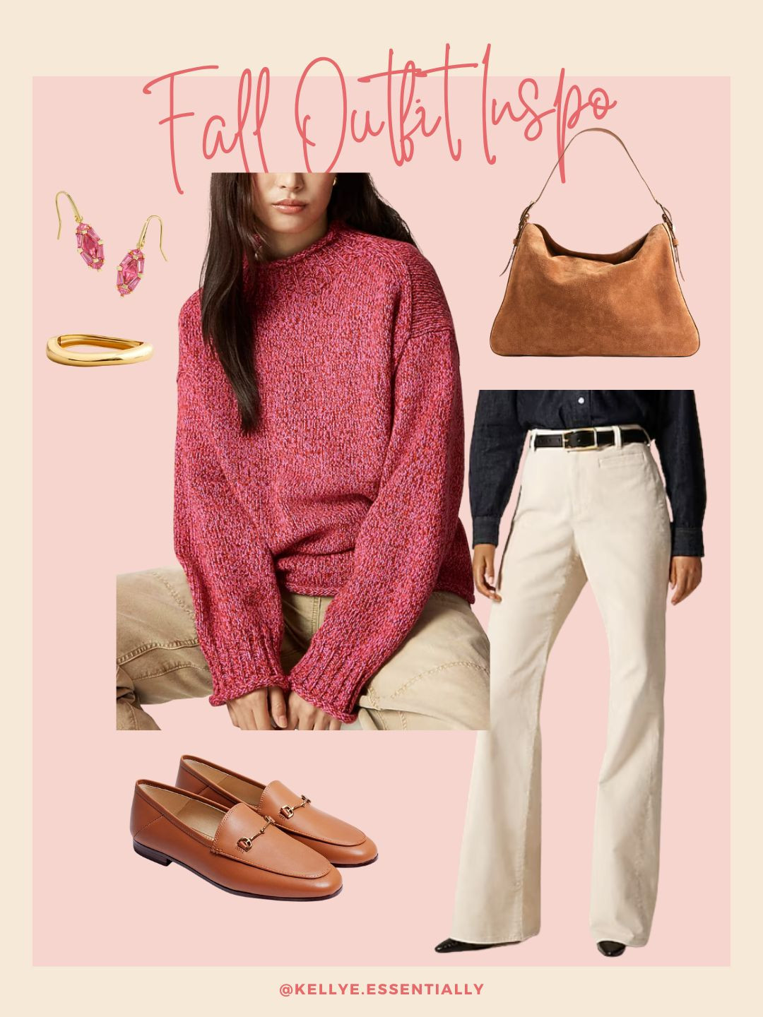 This JCrew fall outfit inspiration combines a cozy pink knit sweater with cream pants for a fresh take on fall style.  

 #LTKSeasonal #LTKFindsUnder100 #LTKStyleTip