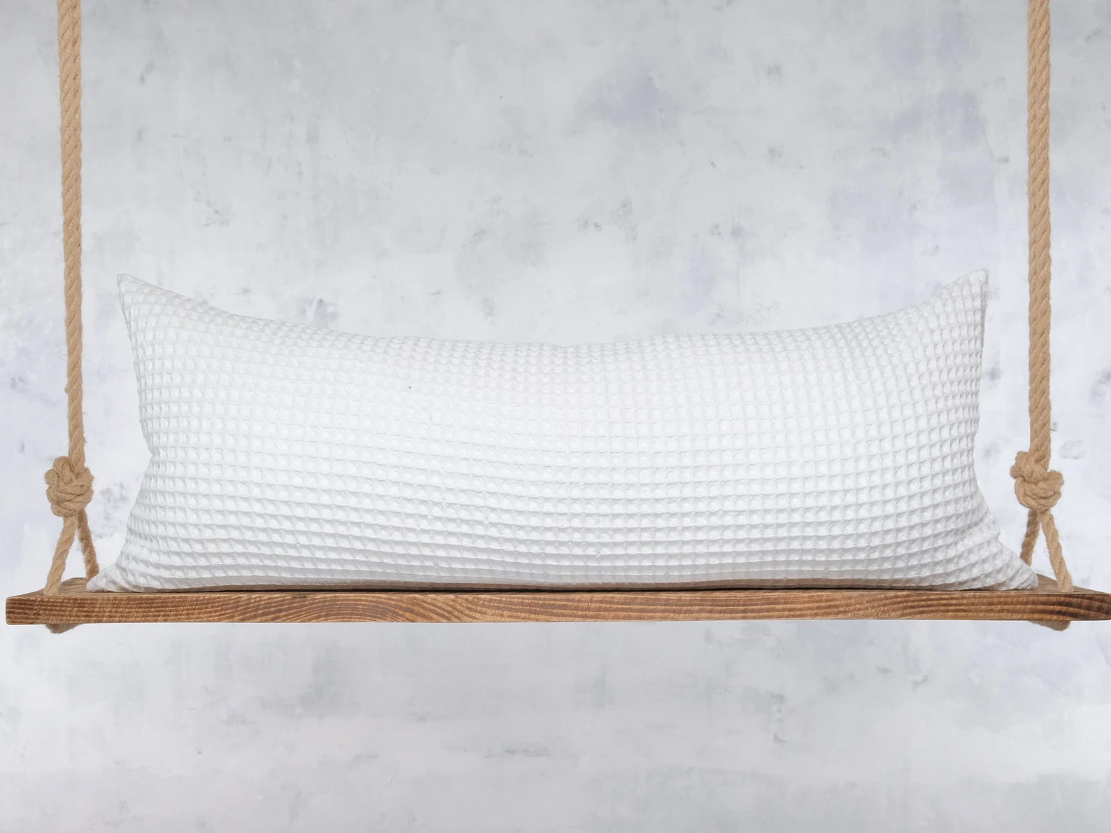 Extra Long White Lumbar Pillow Cover Oversized Throw Pillows Covers Textured Waffle Bolster Body ... | Etsy (US)