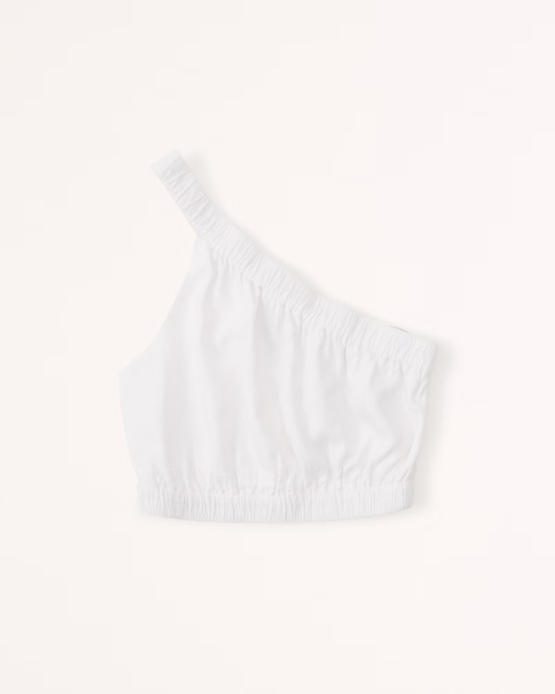 Asymmetrical One-Shoulder Linen-Blend Top | Abercrombie & Fitch (US)