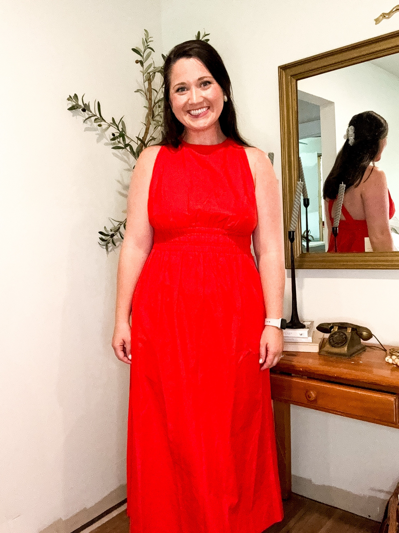 Red midi dress. Summer dress 
