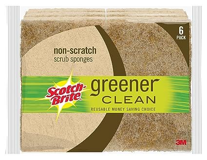 Scotch-Brite Greener Clean Natural Fiber Non-Scratch Scrub Sponge, 6 Scrub Sponges | Amazon (US)