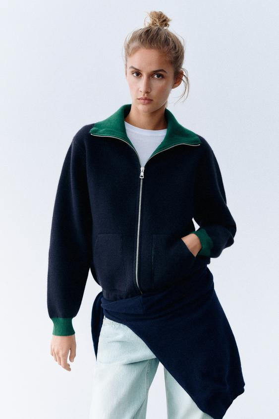 Zara - Plain Knit Sweatshirt With Shoulder Pads - Women - Black - Women | Zara US