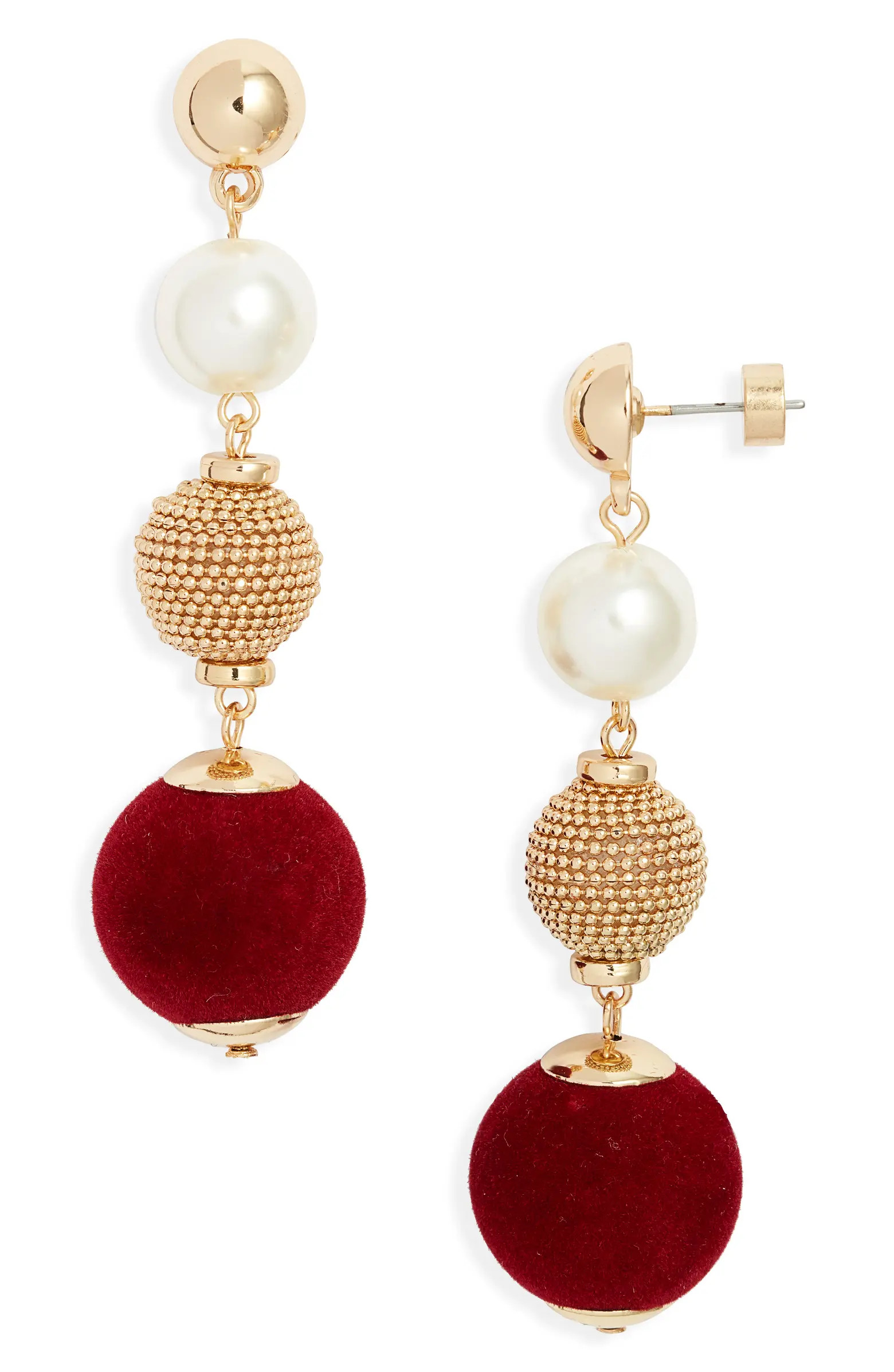 Orb Velvet & Faux Pearl Drop Earrings | Nordstrom