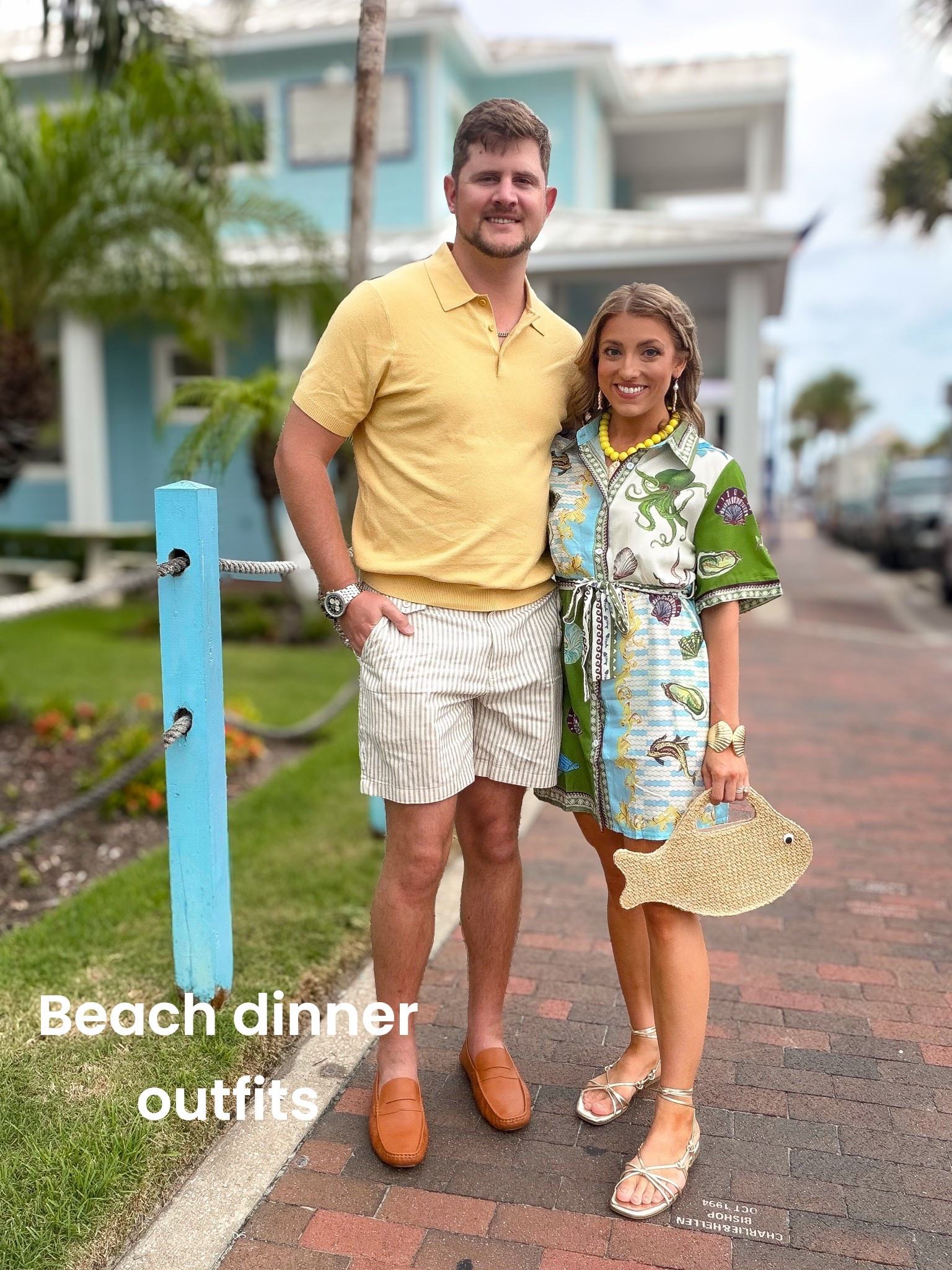 Vacation date night called for all the coastal vibes! 💙 My Amazon printed dress was only around $16, and I couldn’t believe how cute it looked in person. The colorful print makes such a fun statement, and it’s lightweight enough for warm summer evenings. I paired it with simple sandals, beachy accessories, and the cutest woven bag.

Hayden’s entire outfit is from Walmart, and I love how polished it looks without spending a fortune. His knit polo, striped shorts, and loafers are perfect for vacation dinners, summer parties, cruises, or family photos.

Affordable vacation style for both of us! 🤍

#amazonfashion #amazonfinds #amazondress #vacationstyle #vacationoutfit #datenightoutfit #resortwear #couplestyle #walmartfashion #walmartmensfashion #mensstyle #summerstyle #beachvacation #coastalstyle #familyvacation #affordablefashion #ootd #hisandhersstyle #styleinspo #travelstyle

#LTKootd #LTKPetite #LTKTravel