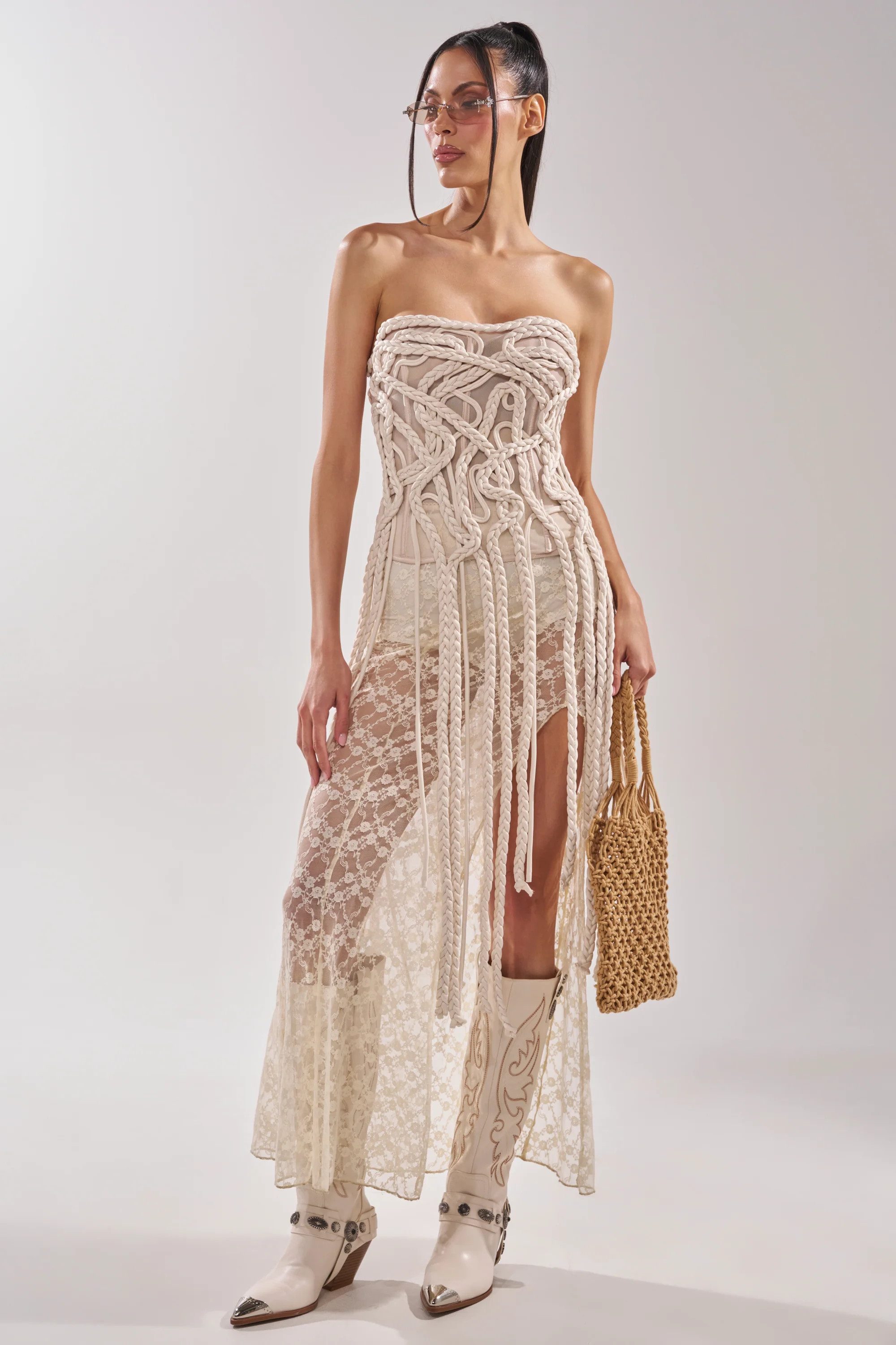 NEVER LOST TASSEL MESH CORSET | AKIRA