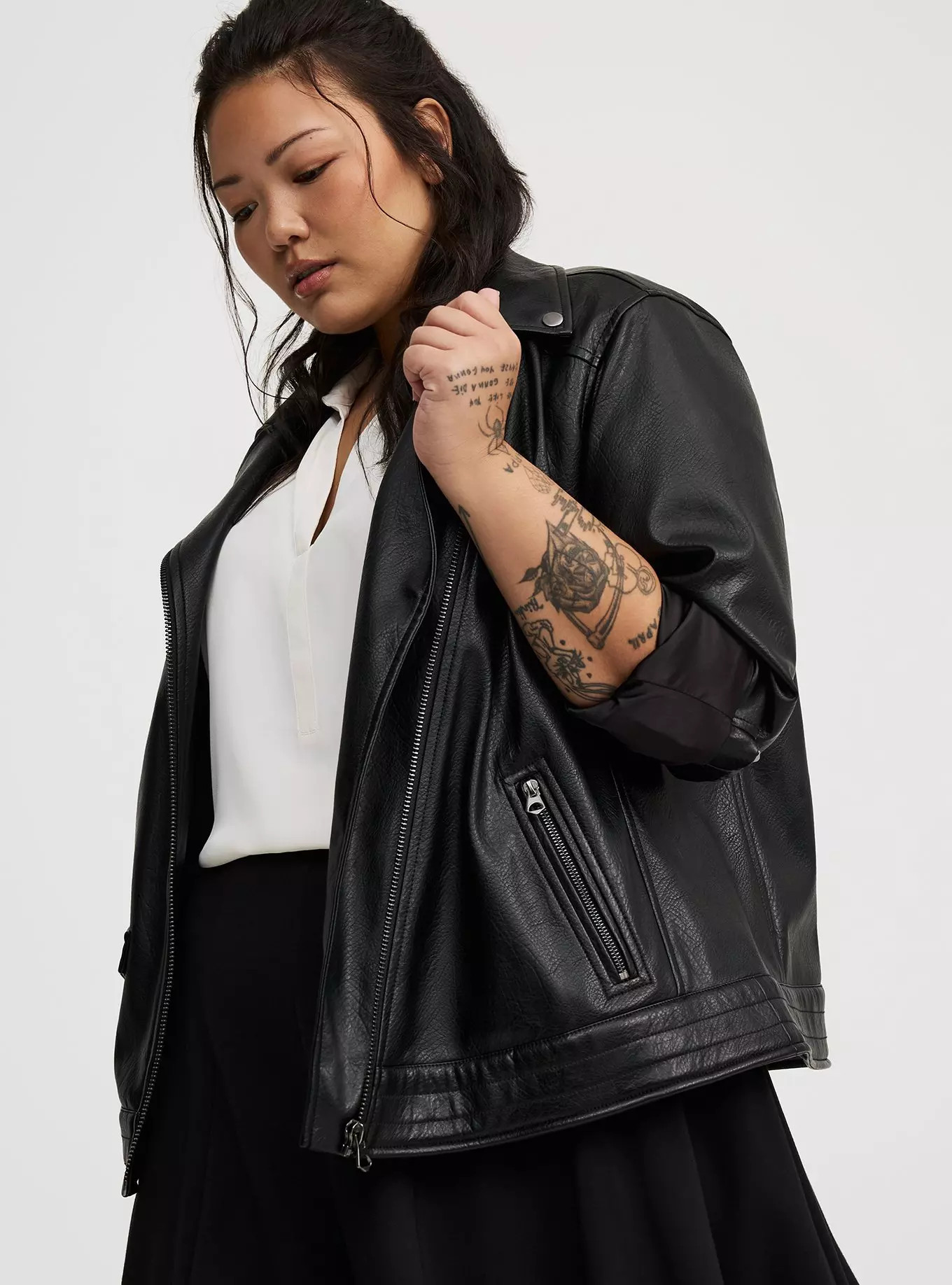 Textured Relaxed Moto Jacket | Torrid (US & Canada)