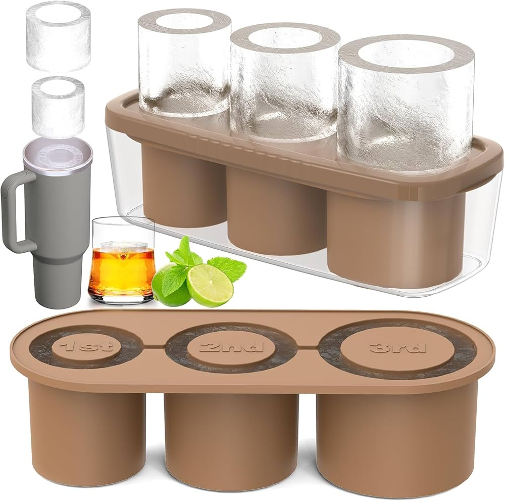 Ice Cube Tray for 30Oz-40Oz Tumbler, 3 Pcs Silicone Hollow Cylinder Ice Mold with Lid and Bin for... | Amazon (US)