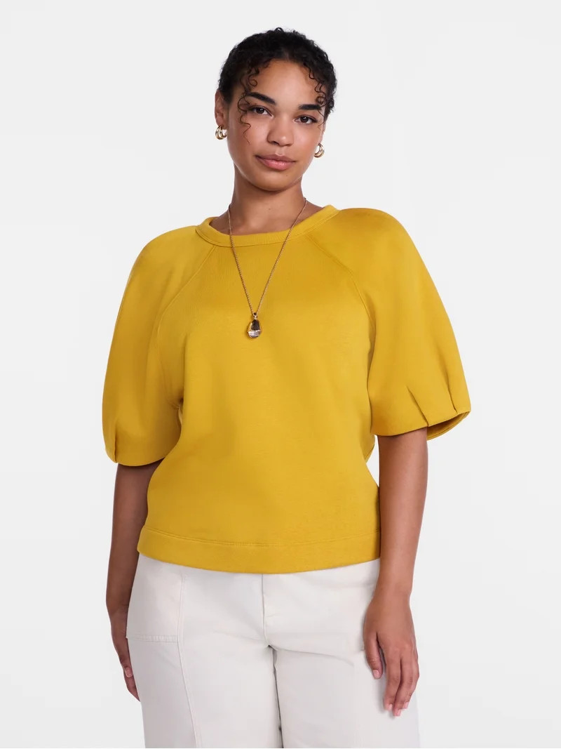 Scenario Women's and Women's Plus Fleece Top with Lantern Sleeves, Size XS-4X | Walmart (US)
