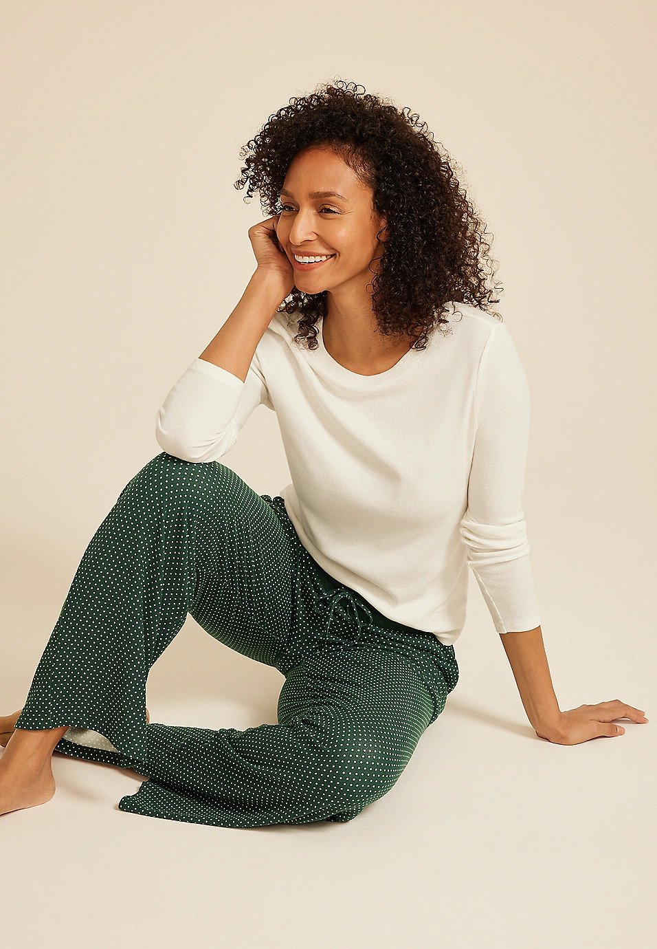 Hacci Mini Polka Dot Wide Leg Pajama Pants | Maurices
