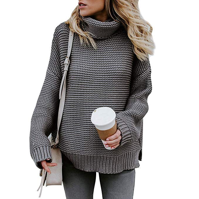 Women's Casual Long Sleeve Chunky Turtleneck Knit Pullover Sweater | Walmart (US)
