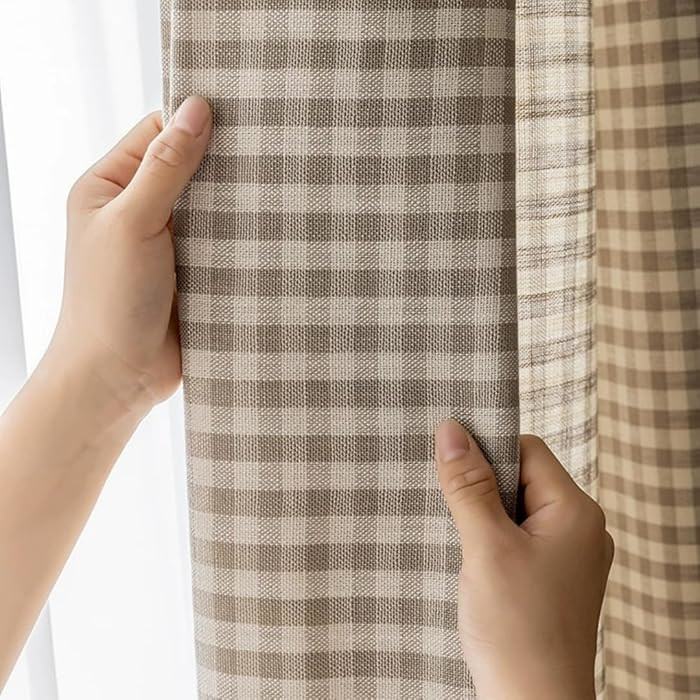 2 Panels Farmhouse Paid Curtain 96 inch Length Cotton Linen Blend Gingham Curtain Panels for Livi... | Amazon (US)