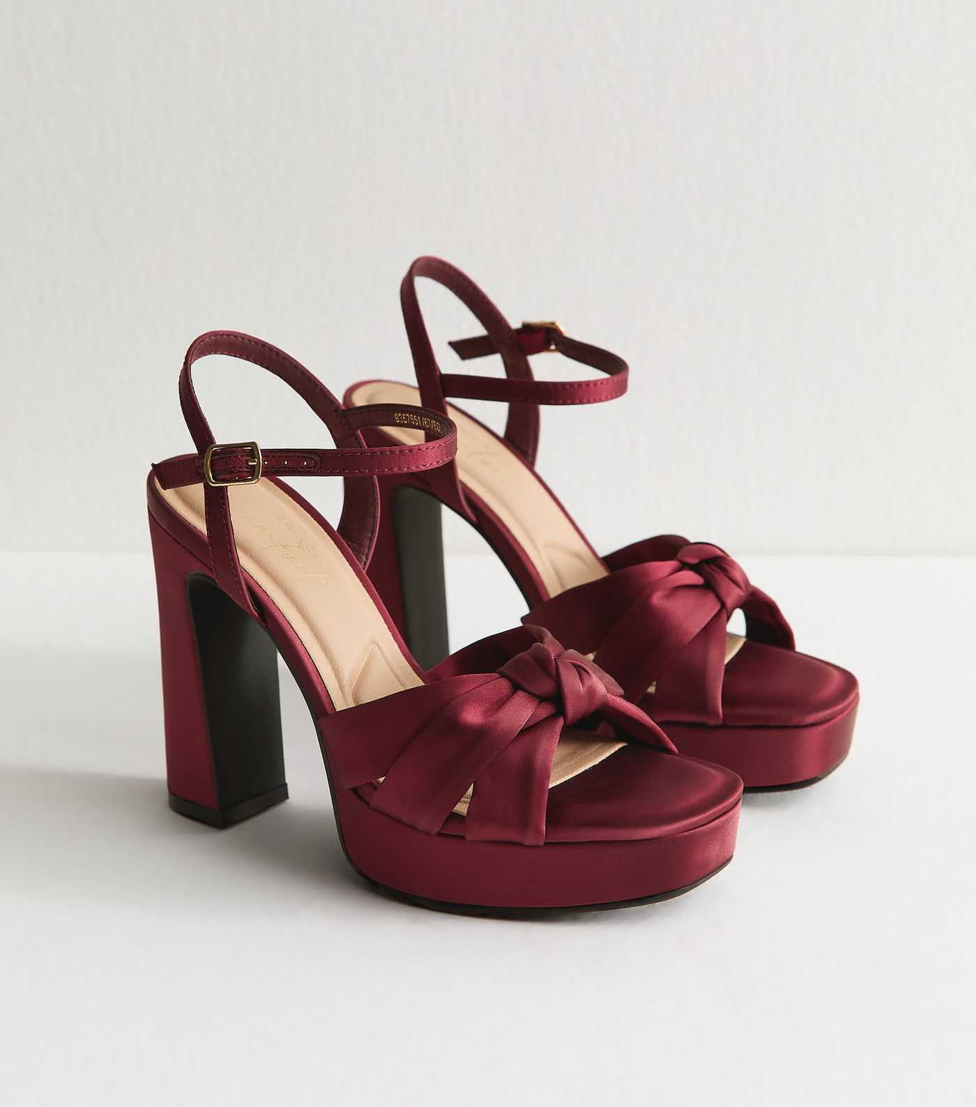 Burgundy Velvet Twist Strap Platform Sandals | New Look | New Look (UK)