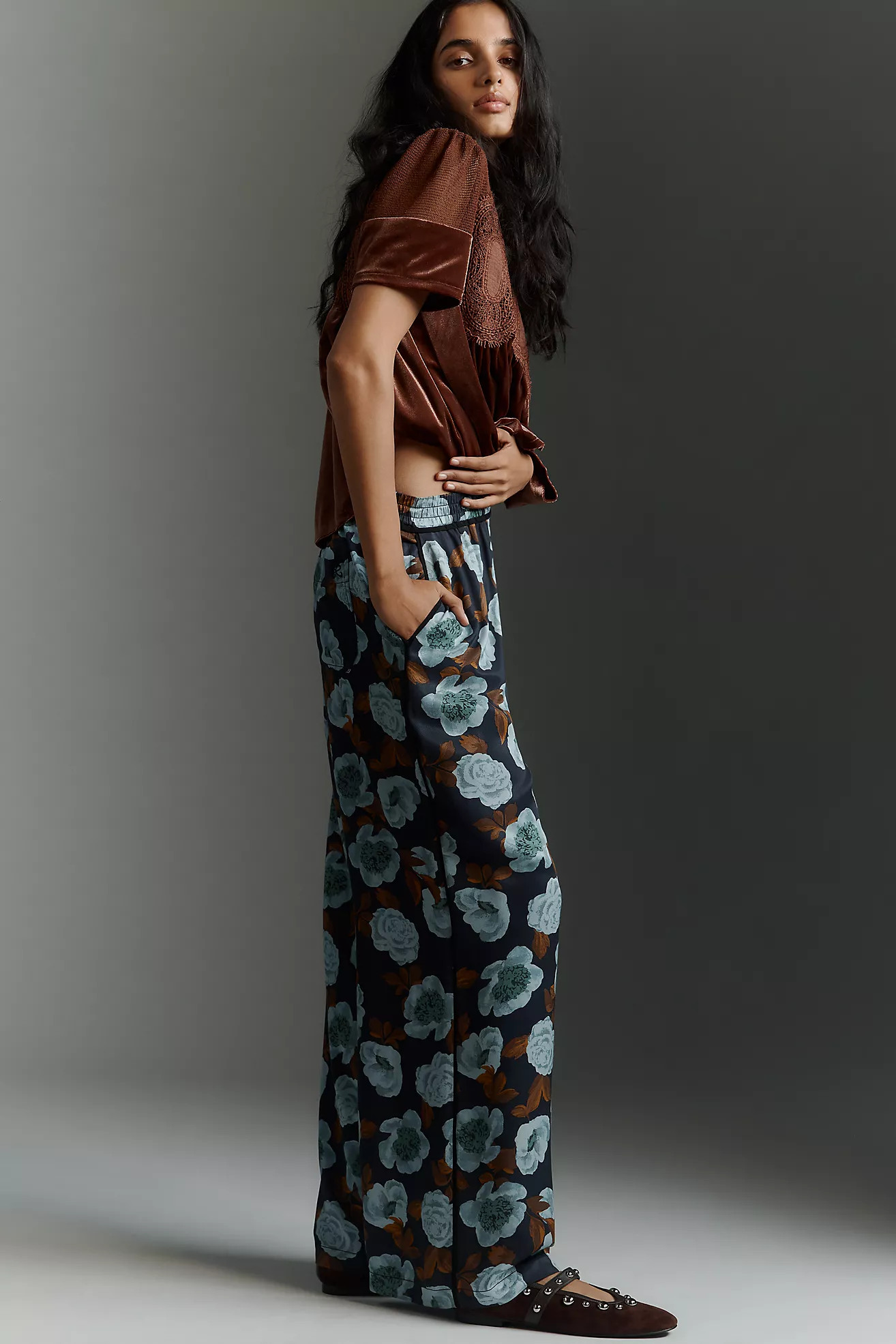 The Brooklin Printed Wide-Leg Pull-On Pants by Maeve | Anthropologie (US)
