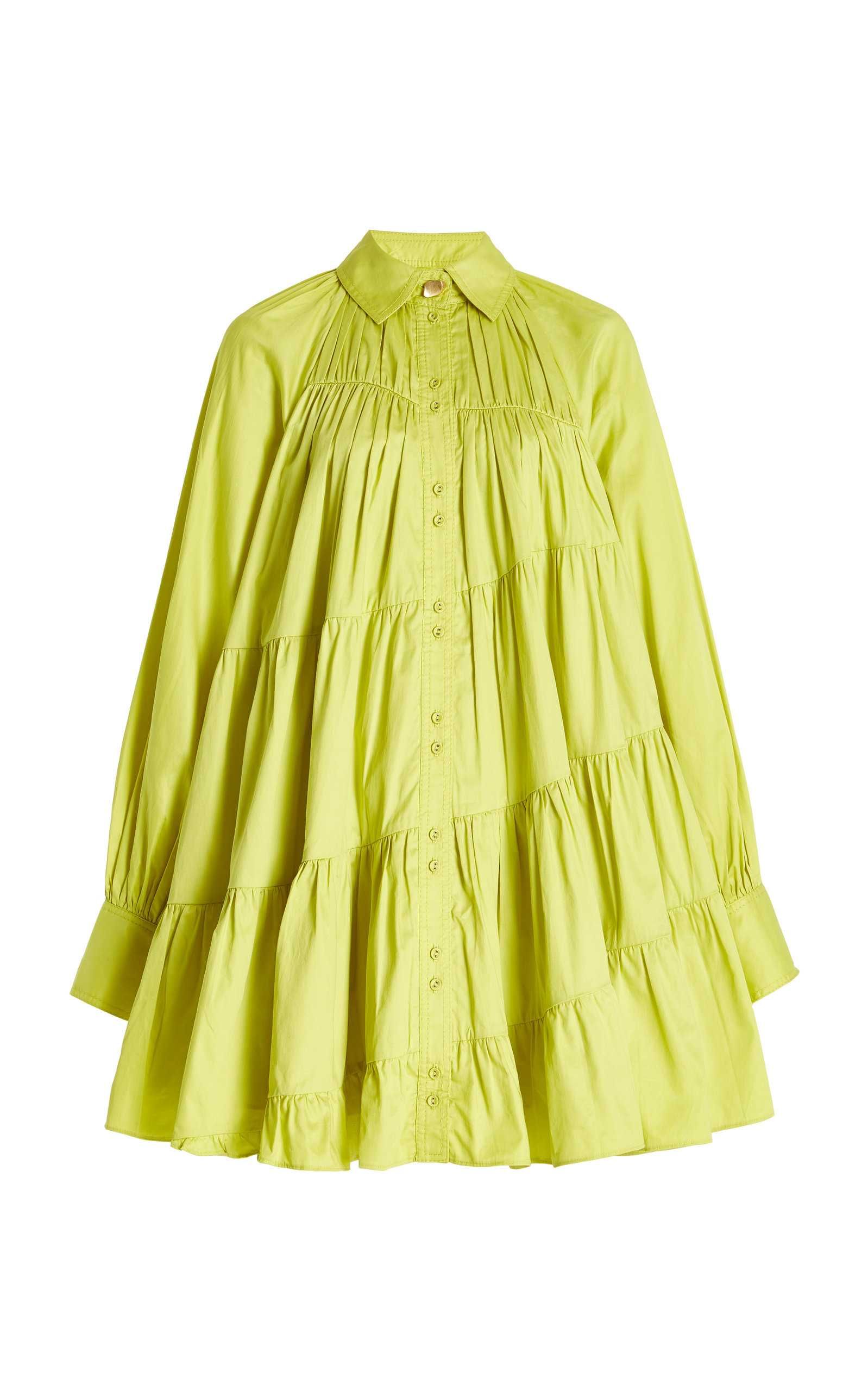 Cascade Gathered Cotton Smock Mini Dress | Moda Operandi (Global)