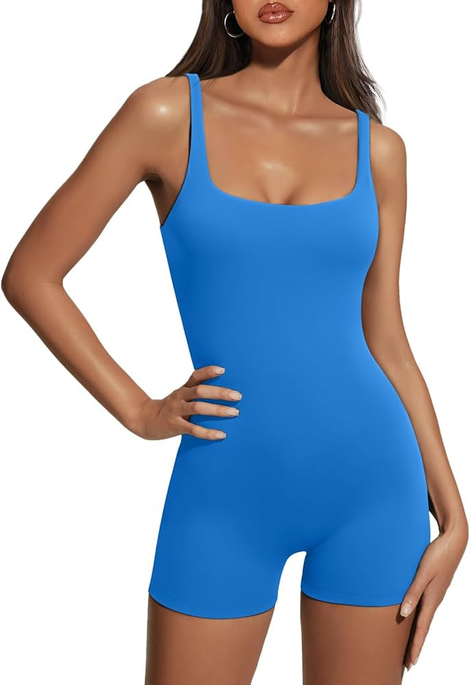 AUTOMET Womens Jumpsuits Unitard Bodysuits One Piece Shorts Rompers Yoga Sleeveless Backless Seam... | Amazon (US)
