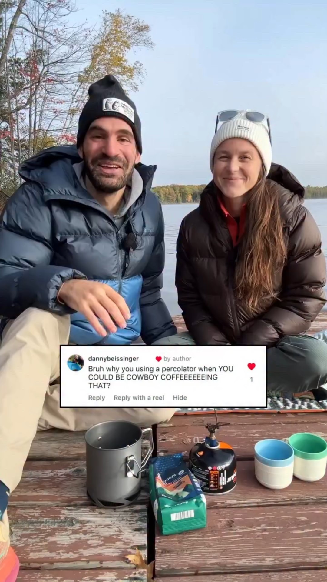 Cowboy coffee taste test because Tim’s older brother insists it’s better than percolated.

Before this test, these were our go to’s:
Backpacking - instant
Car camping - percolated
Home - drip or moka pot
Fancy friend’s places - espresso
Coffee shop - oat cappuccino

#coffee #cowboy #tastetest