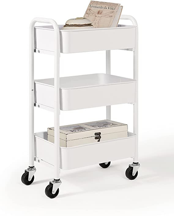 SunnyPoint 3-Tier Delicate Compact Rolling Metal Storage Organizer - Mobile Utility Cart Kitchen/... | Amazon (US)