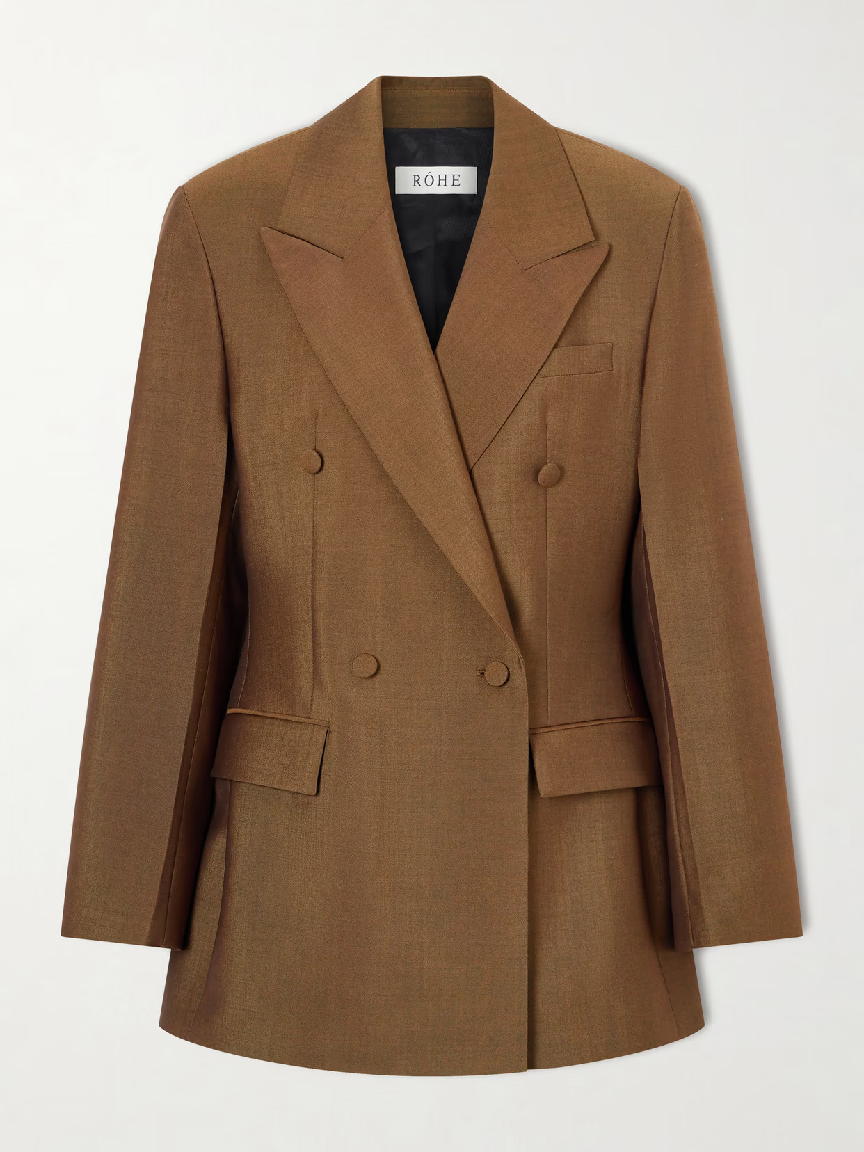 RÓHE - Double-breasted Wool And Mohair-blend Blazer - Brown | NET-A-PORTER (US)
