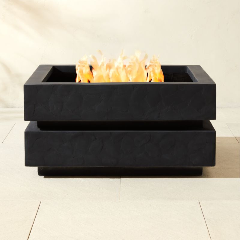 Argo Square Black Cement Fire Pit | CB2 | CB2