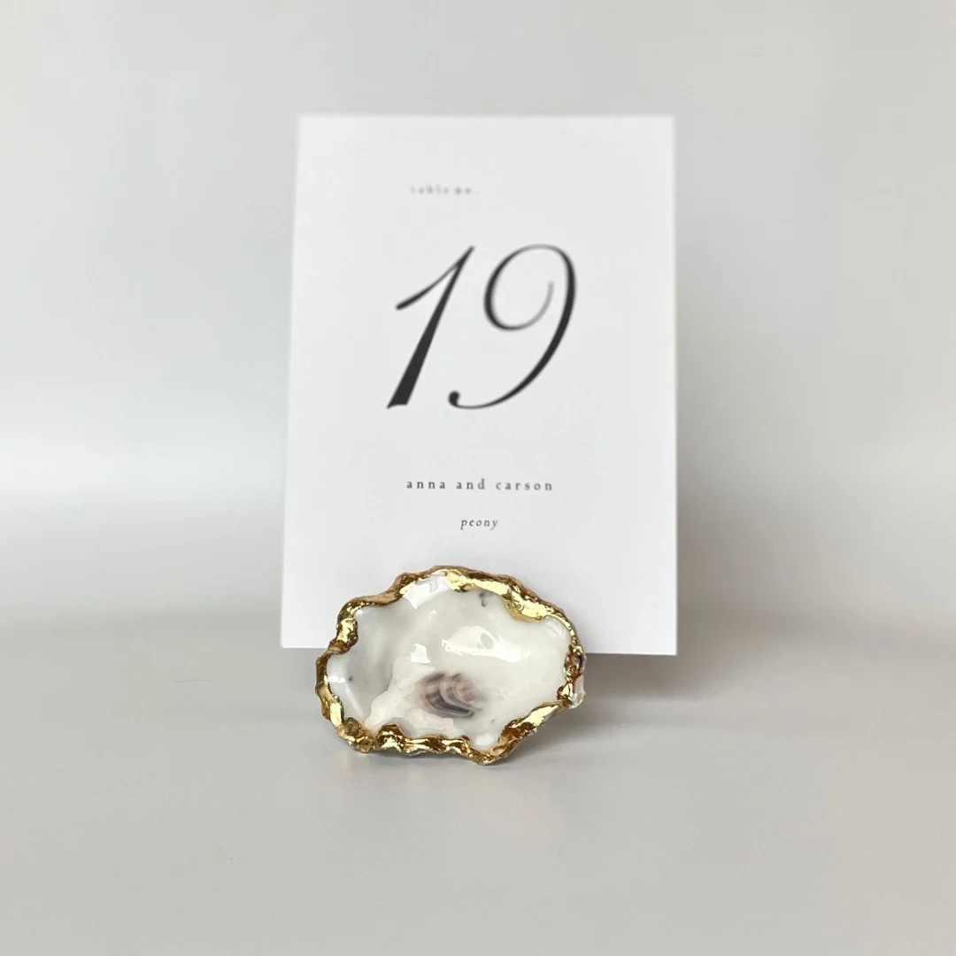 Gold Leaf Oyster Shell Table Number Card Holder Wedding Name Card Holder Memo Recipe Holder Weddi... | Etsy (US)