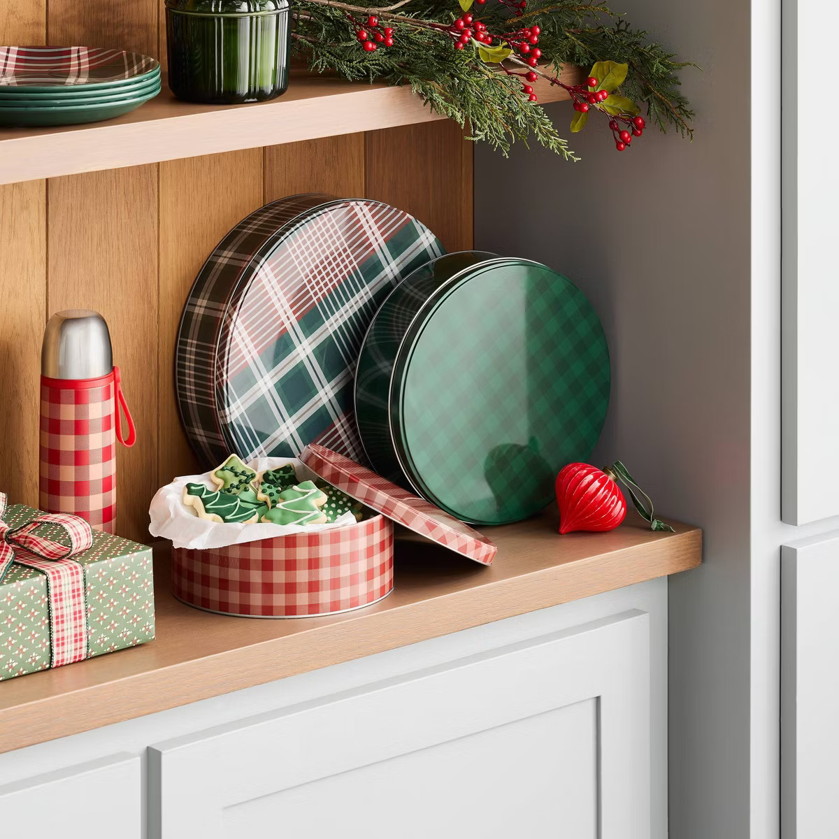 3.2L Medium Gift Tin Green Gingham - Hearth & Hand™ with Magnolia | Target