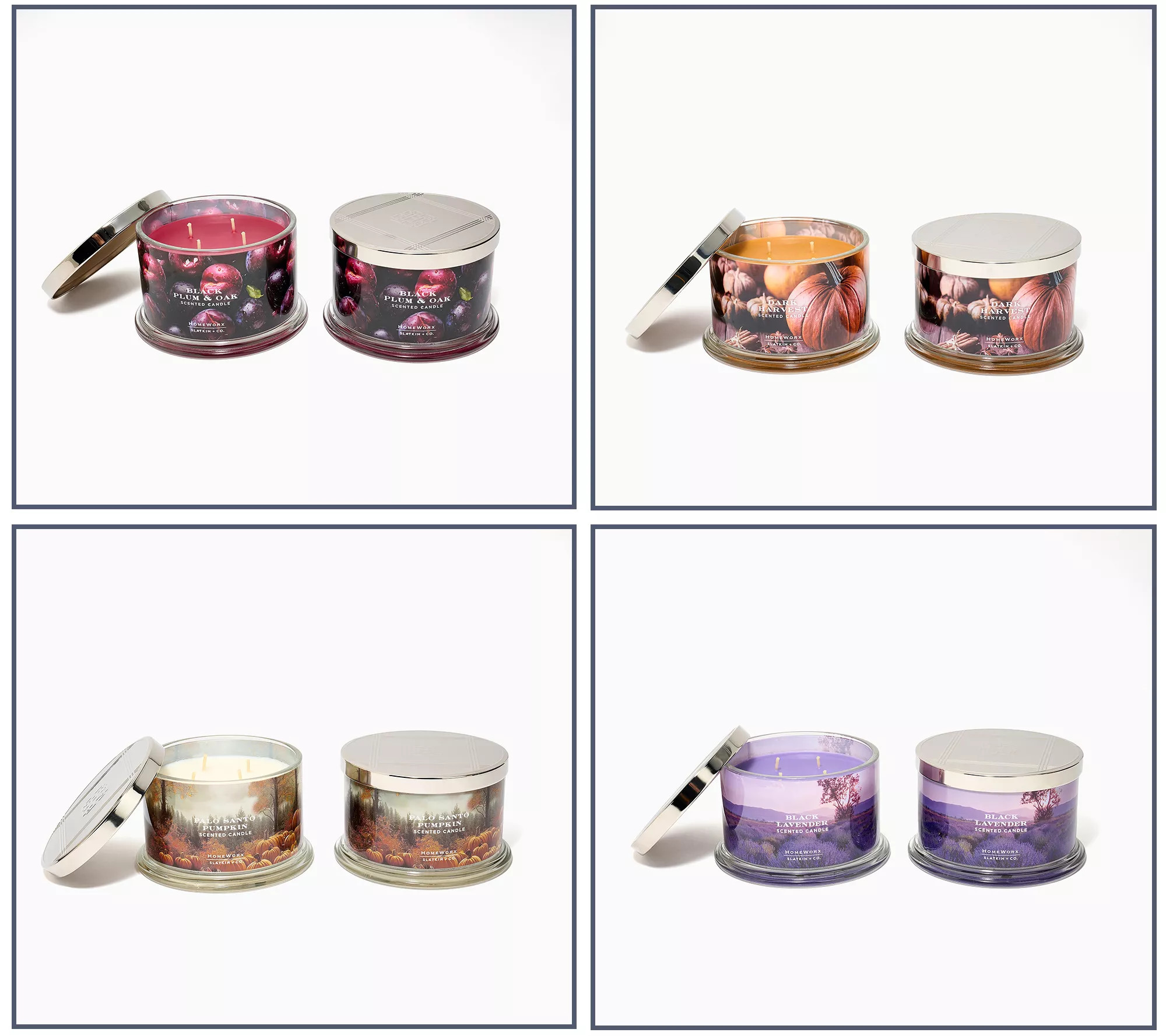 HomeWorx by Slatkin + Co. S/2 18oz Dark Autumn Nights Candles | QVC