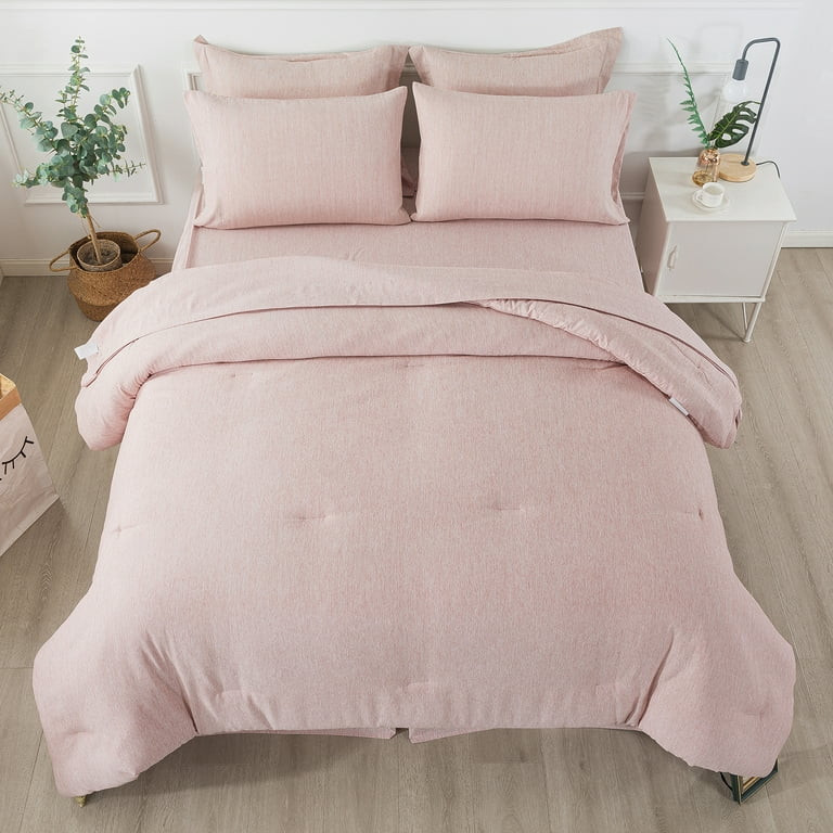 JML California King Comforter Set,8 Piece Soft Cationic Dyeing Microfiber Bed in a Bag,Pink | Walmart (US)