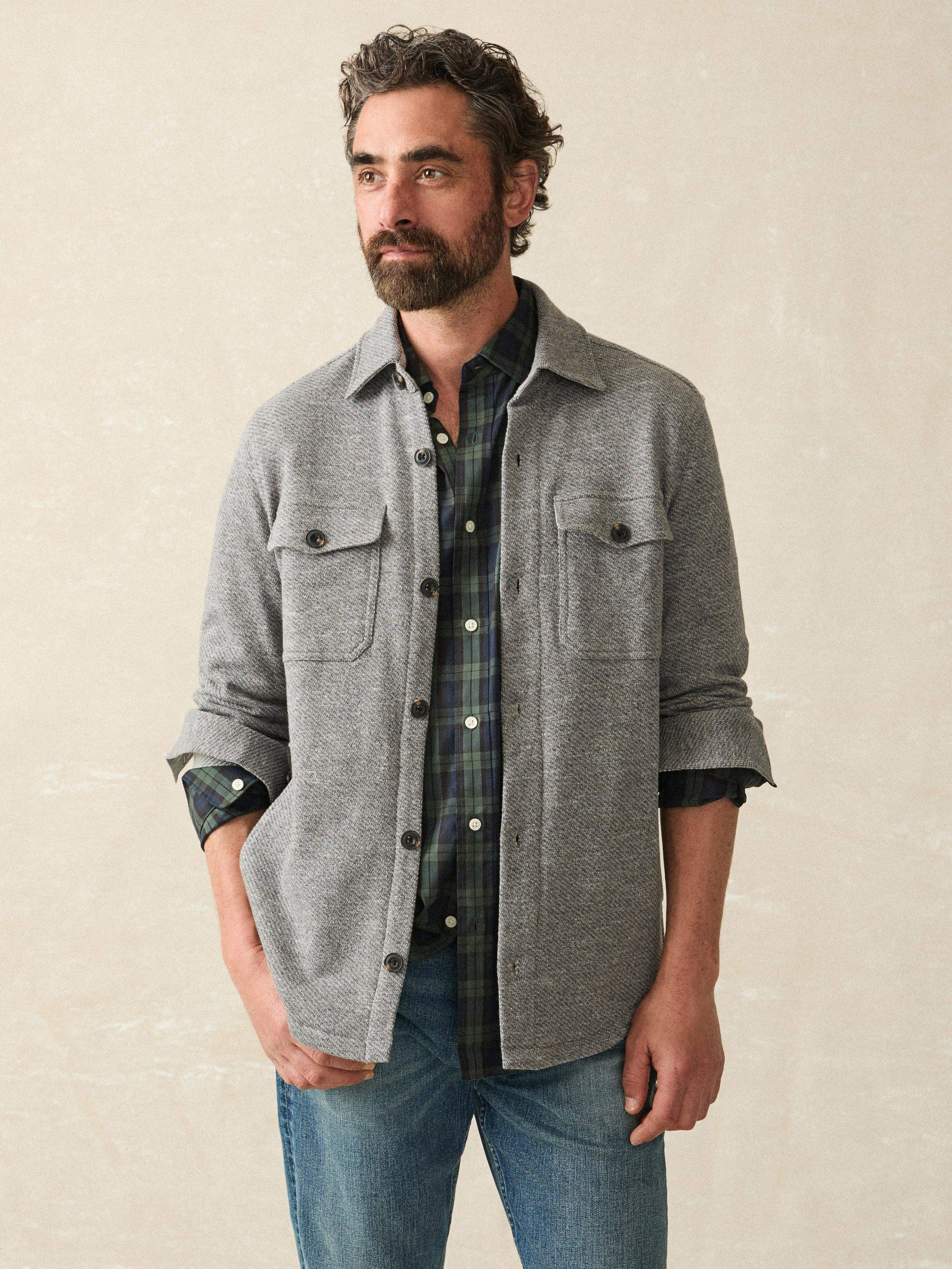 Inlet Knit CPO - Medium Grey Melange | Faherty