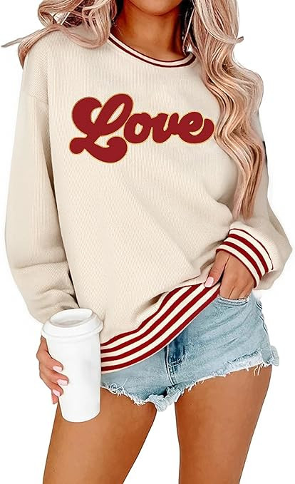 Valentine Sweatshirts for Women Love Chenille Pach Sweatshirt Valentines Shirt Be Mine Long Sleev... | Amazon (US)