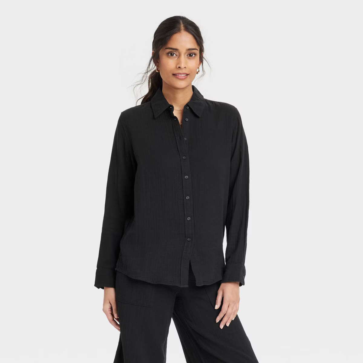 Women's Gauze Long Sleeve Collared Button-Down Shirt - Universal Thread™ | Target