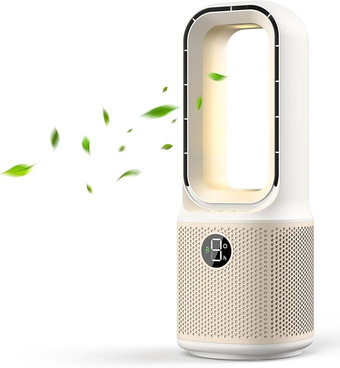 Misby Desk Fans Small Quiet, 13 Inch Bladeless Table Fan, 9 Speeds for Powerful Airflow, 70° Osc... | Amazon (US)