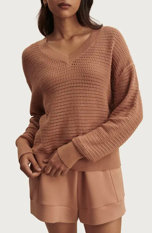 Varley Gaia Open Knit Sweater in Camel at Nordstrom, Size Medium | Nordstrom