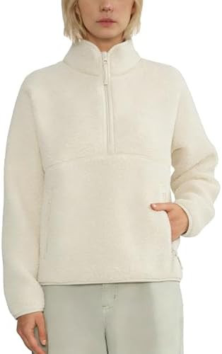Slouchy Fleece Sweatshirts for Women Half Zip Stand Collar Pullovers Fuzzy Warm Sherpa Cropped Ho... | Amazon (US)