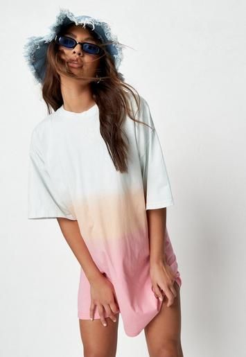 Pink Ombre Oversized T Shirt Dress | Missguided (US & CA)