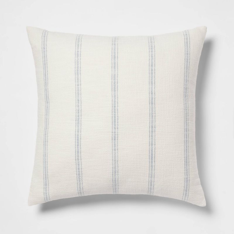 Oversized Woven Striped Square Throw Pillow Cream/Blue - Threshold&#8482; | Target