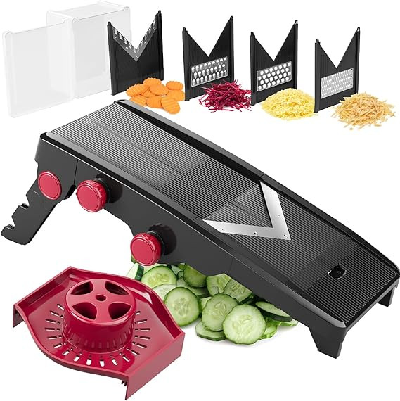 MuellerLiving Mandoline Slicer for Kitchen, Adjustable Vegetable Chopper, Fruit, Cheese Grater, P... | Amazon (US)