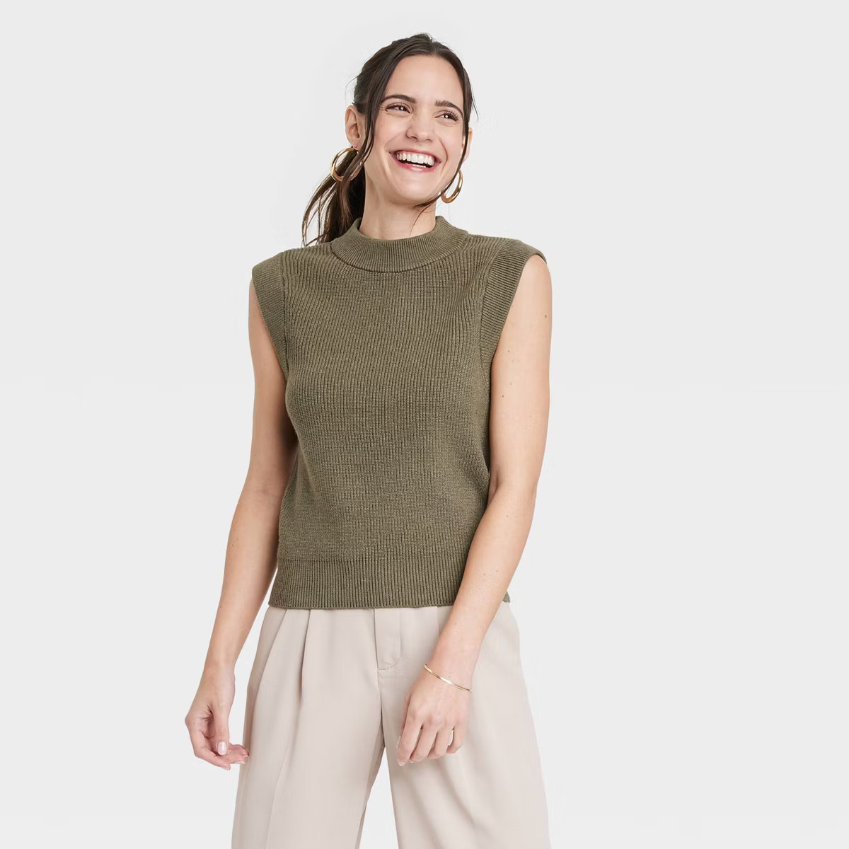 Women's Crewneck Ribbed Sweater Vest - A New Day™ | Target
