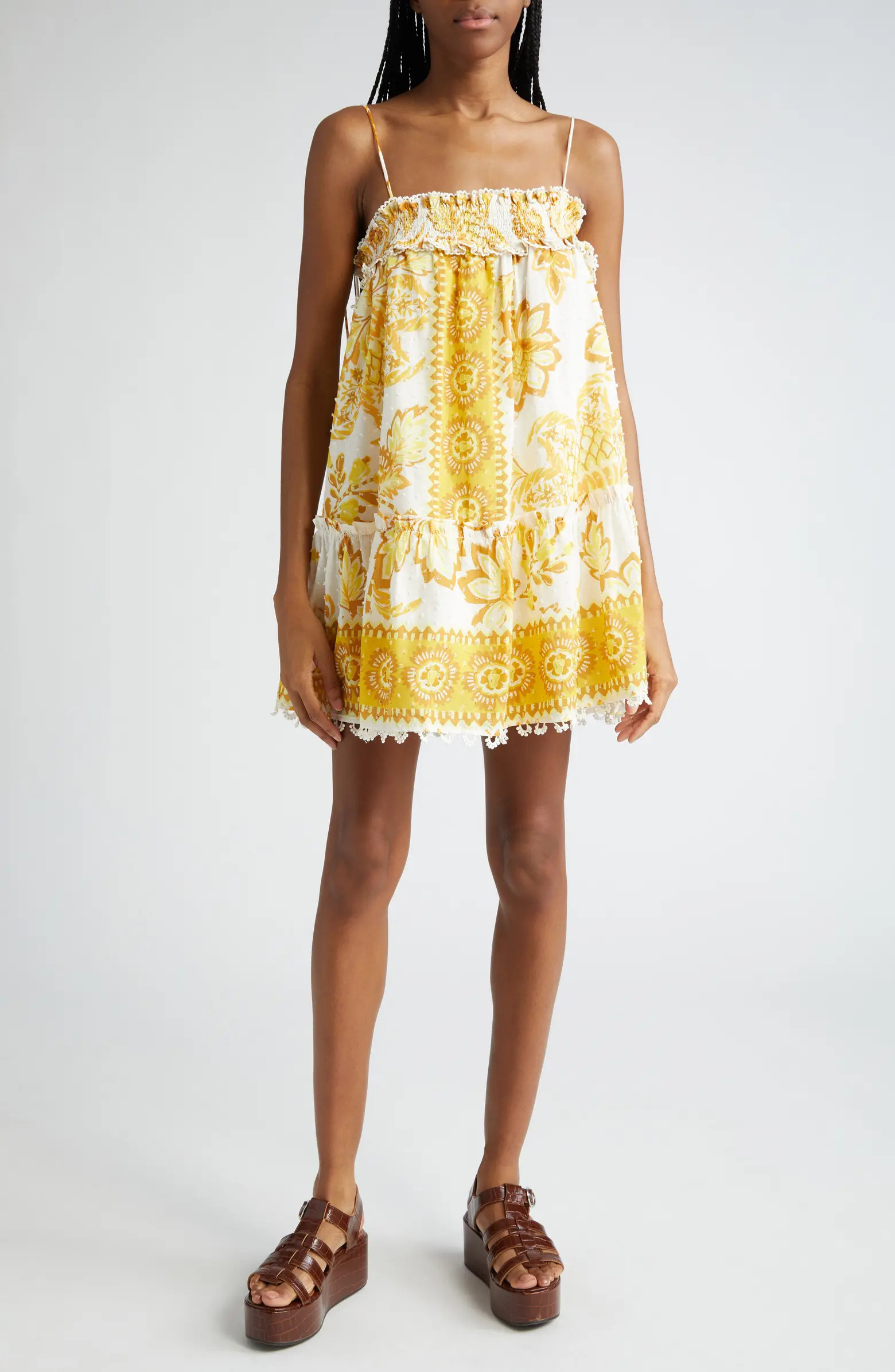 Aura Floral Ruffle Cotton Mini Sundress | Nordstrom