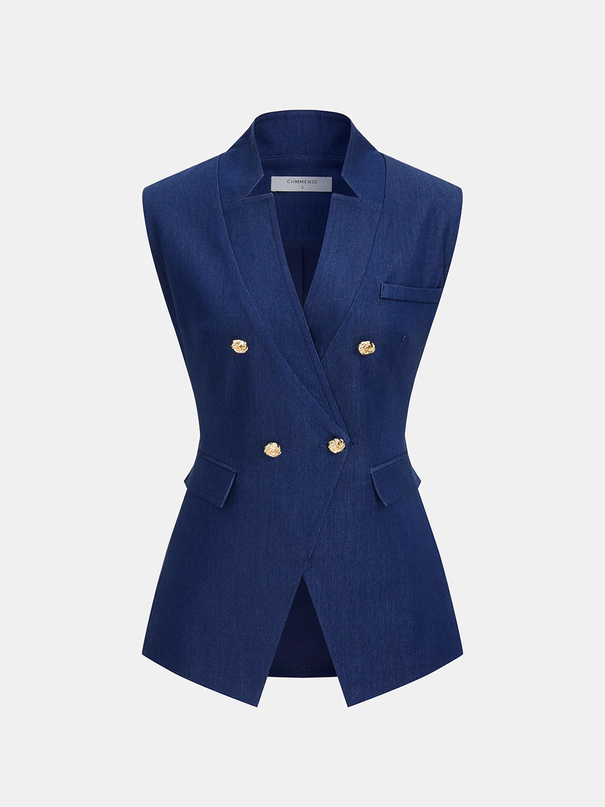 Double-Breasted Sleeveless Blazer Vest | Commense