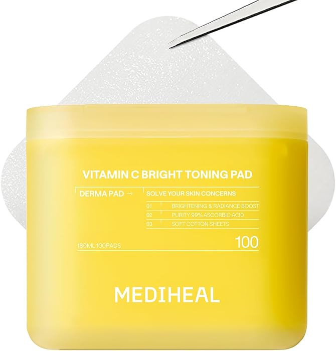 MEDIHEAL Vitamin C Bright Toning Toner Pads, Uneven Skin Toning (100 Count) | Amazon (US)