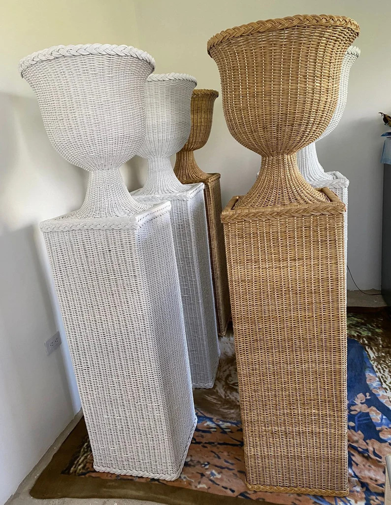 Pedestal & Urn Handwoven Rattan/wicker Home Decoration 43 In - Etsy | Etsy (US)