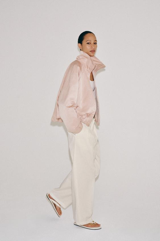 Zara - Zw Collection Bomber Jacket - Beige-Pink - Xl - Woman | Zara US