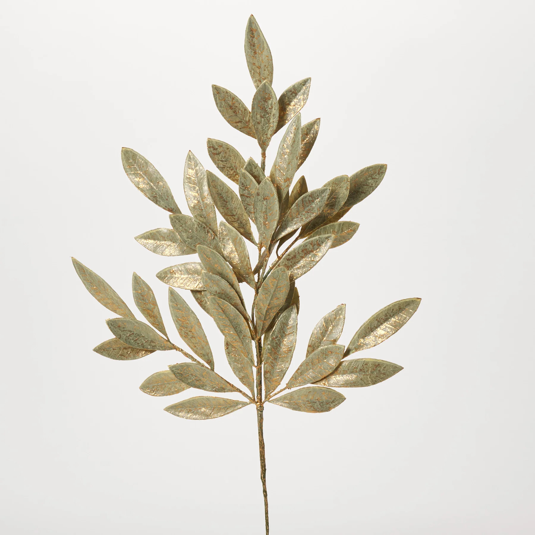 Sage Green & Metallic Gold Holiday Bay Leaf Faux Christmas Spray - 24" | Darby Creek Trading