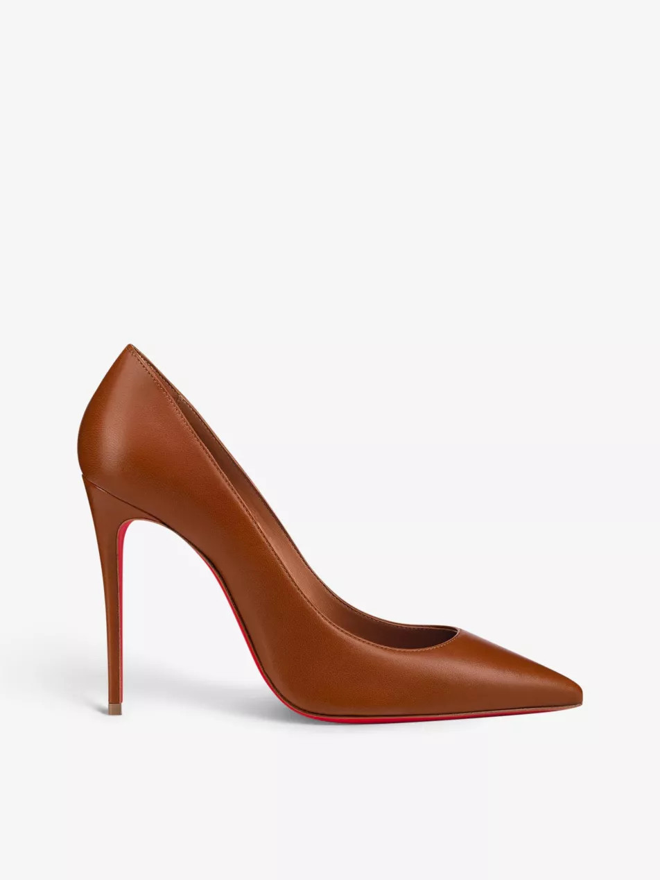 Kate 100 pointed-toe leather heeled courts | Selfridges