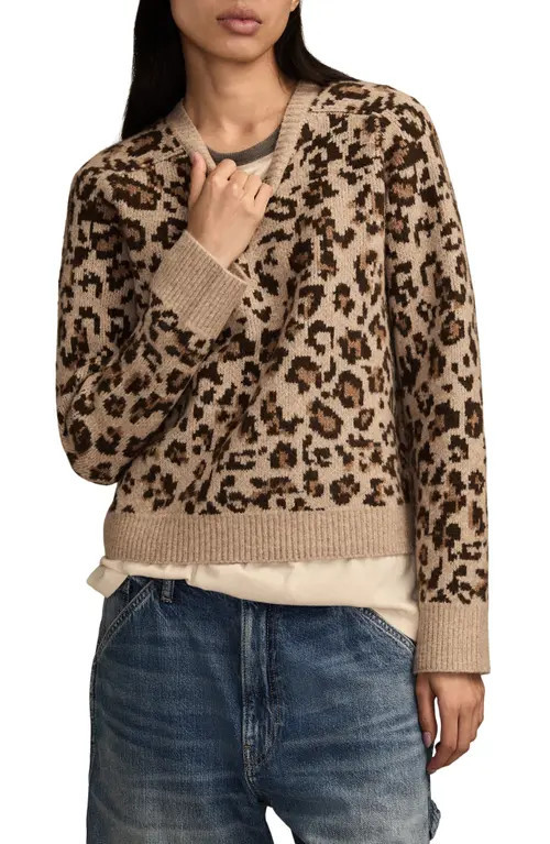 Lucky Brand Cloud Soft Leopard Crewneck Sweater in Leopard Print at Nordstrom, Size X-Large | Nordstrom