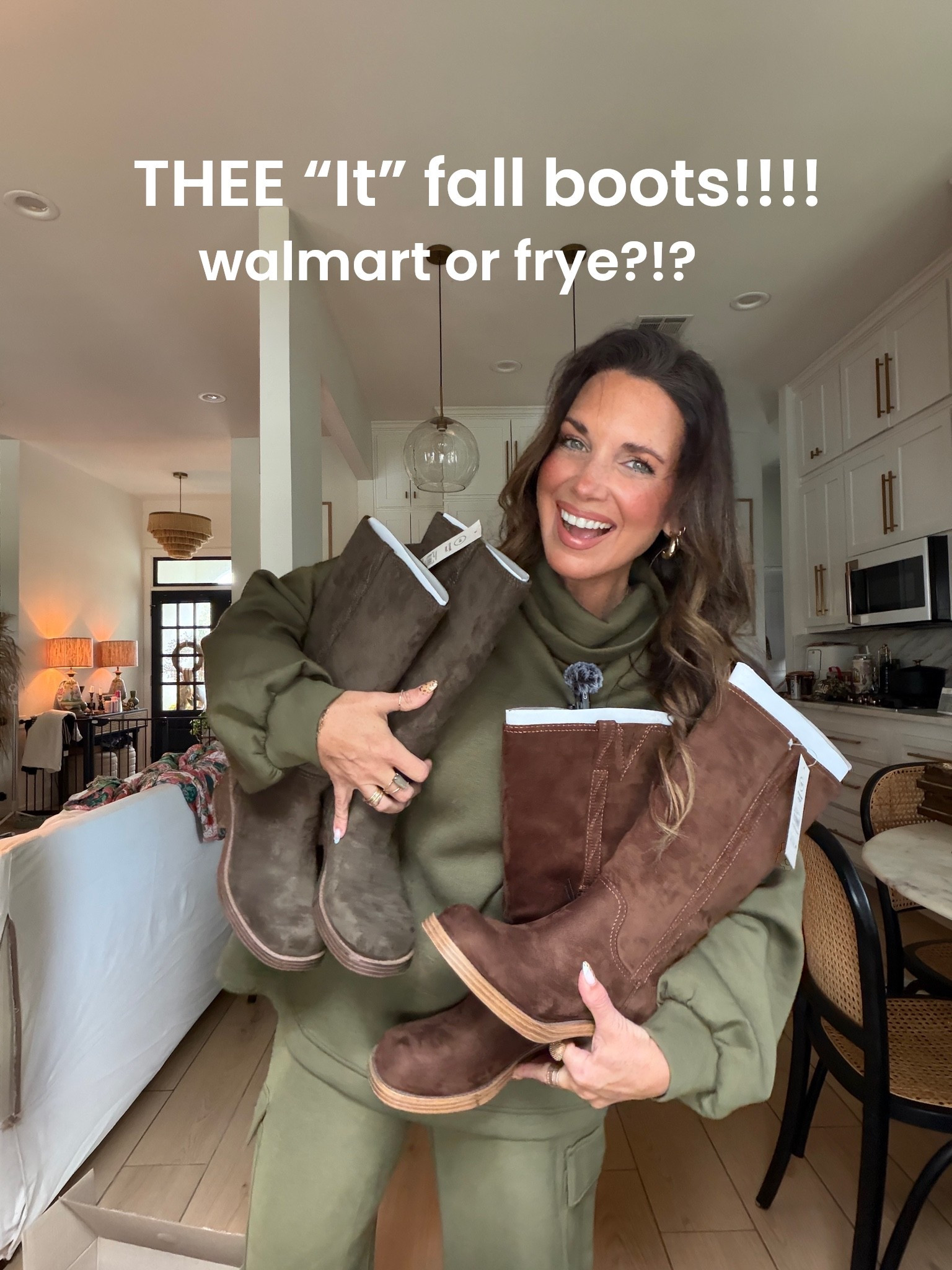 Walmart or Frye ~ these are less than $40!!! 
And, LOVE!! So comfy!! Come in so many colors too. Wearing size 8.5!!