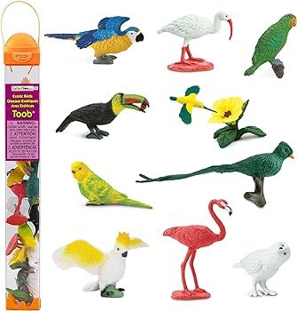 Safari Ltd. Exotic Birds TOOB - 10 Figurines: Parakeet, Quetzal, Macaw, Hummingbird, Toucan, Cock... | Amazon (US)