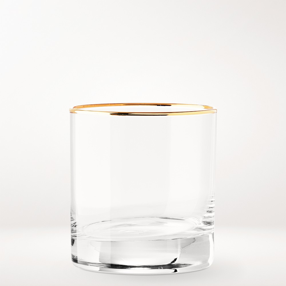 Gold Rim Double Old-Fashioned Glasses, Set of 4 | Williams-Sonoma