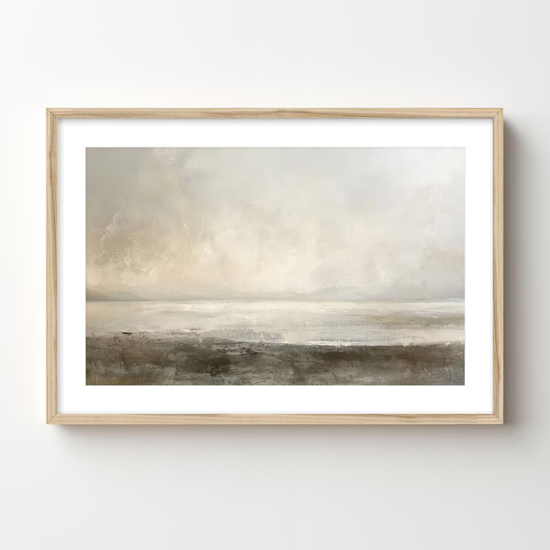 Plank & Pillow Framed Abstract Landscape Painting | Wall Art | Large Print | Neutral Landscape Pr... | Etsy (US)